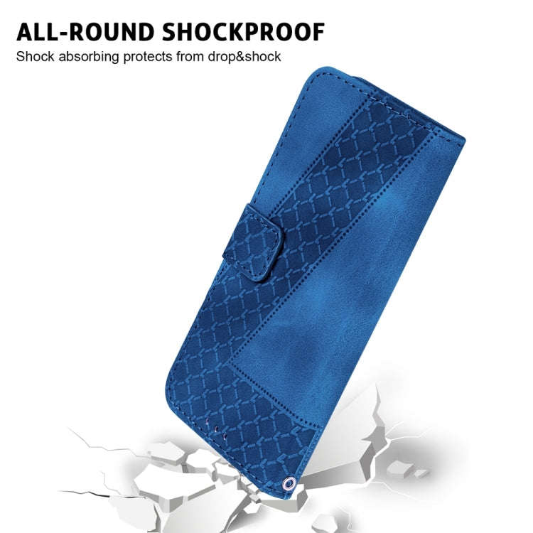 For Motorola Moto G04s / Moto E14 Seven-shaped Embossed Leather Phone Case(Blue)