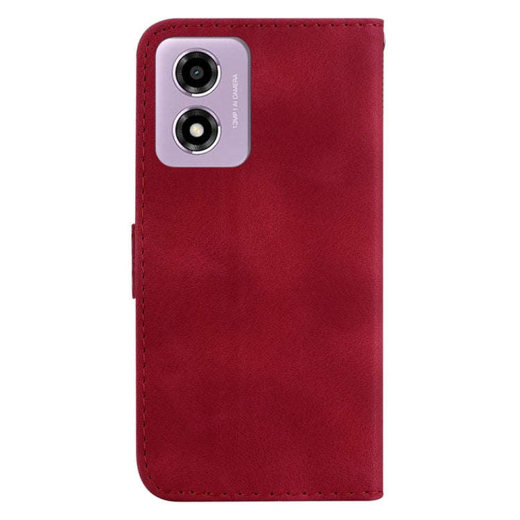 For Motorola Moto G04s / Moto E14 Seven-shaped Embossed Leather Phone Case(Red)