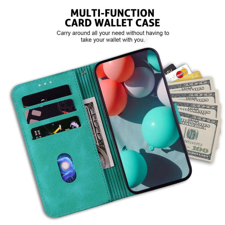 For Motorola Moto G85 Seven-shaped Embossed Leather Phone Case(Green)