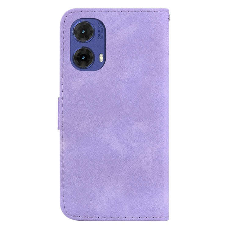For Motorola Moto G85 Seven-shaped Embossed Leather Phone Case(Purple)