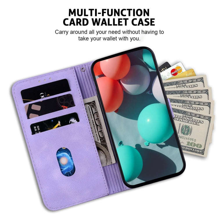 For Motorola Moto G85 Seven-shaped Embossed Leather Phone Case(Purple)