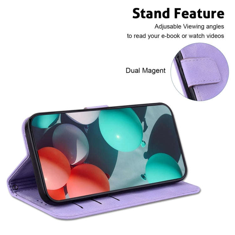 For Motorola Moto G85 Seven-shaped Embossed Leather Phone Case(Purple)
