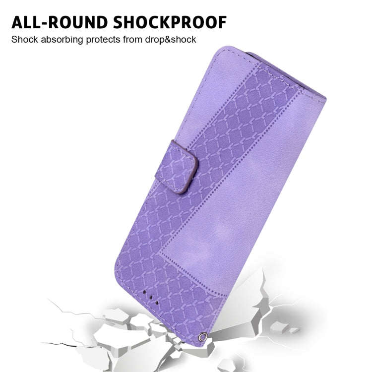 For Motorola Moto G85 Seven-shaped Embossed Leather Phone Case(Purple)