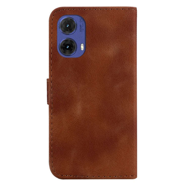 For Motorola Moto G85 Seven-shaped Embossed Leather Phone Case(Brown)