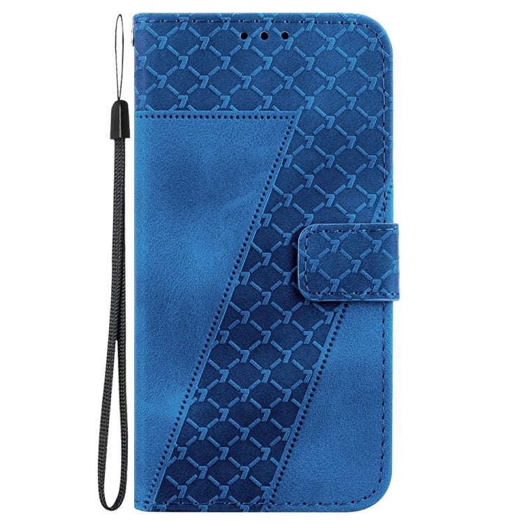 For Motorola Moto G85 Seven-shaped Embossed Leather Phone Case(Blue)