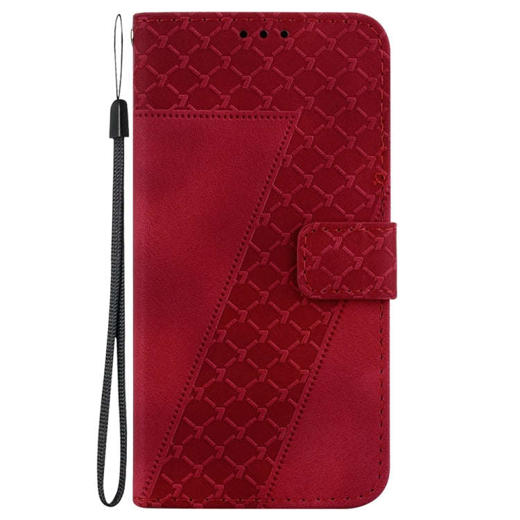 For Motorola Moto G85 Seven-shaped Embossed Leather Phone Case(Red)