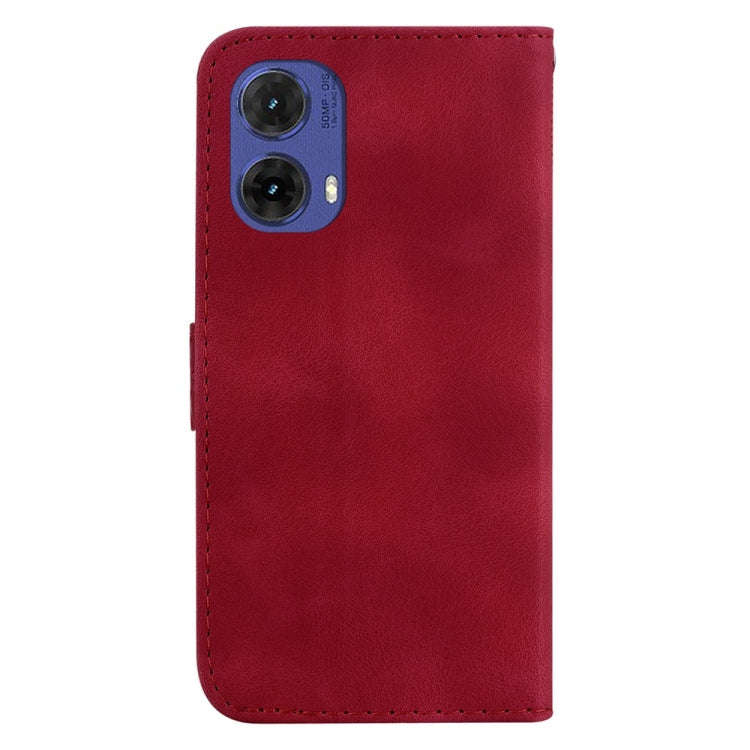 For Motorola Moto G85 Seven-shaped Embossed Leather Phone Case(Red)