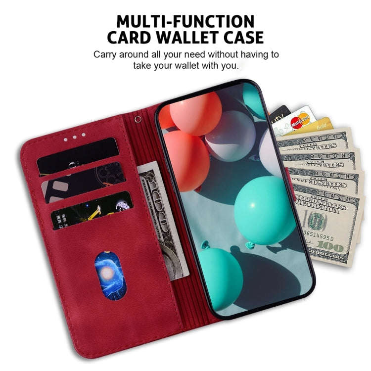 For Motorola Moto G85 Seven-shaped Embossed Leather Phone Case(Red)