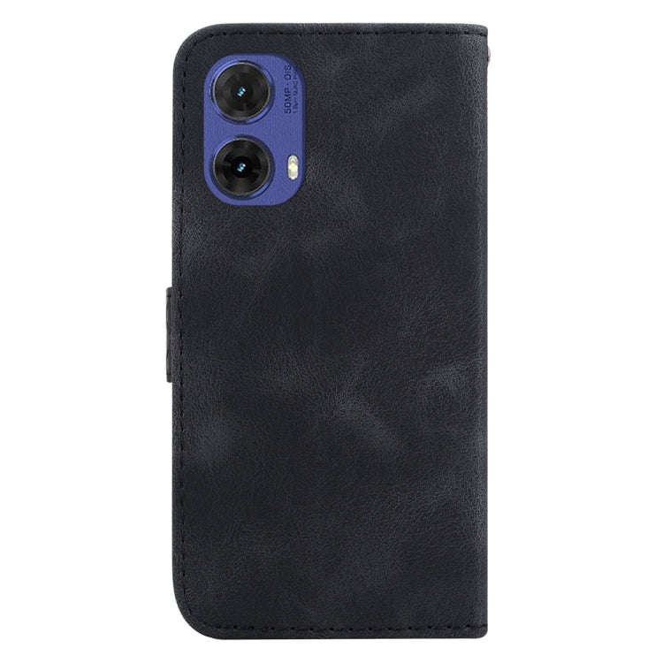 For Motorola Moto G85 Seven-shaped Embossed Leather Phone Case(Black)