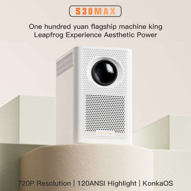 S30 Max Android 10 OS HD Portable WiFi Mobile Projector, Plug Type:UK Plug(White)