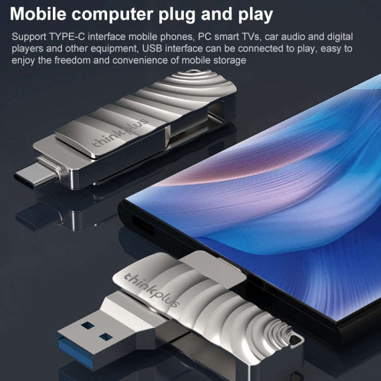 Lenovo Thinkplus MU232 USB 3.2 + USB-C / Type-C Dual Head Flash Drive, Memory:256GB