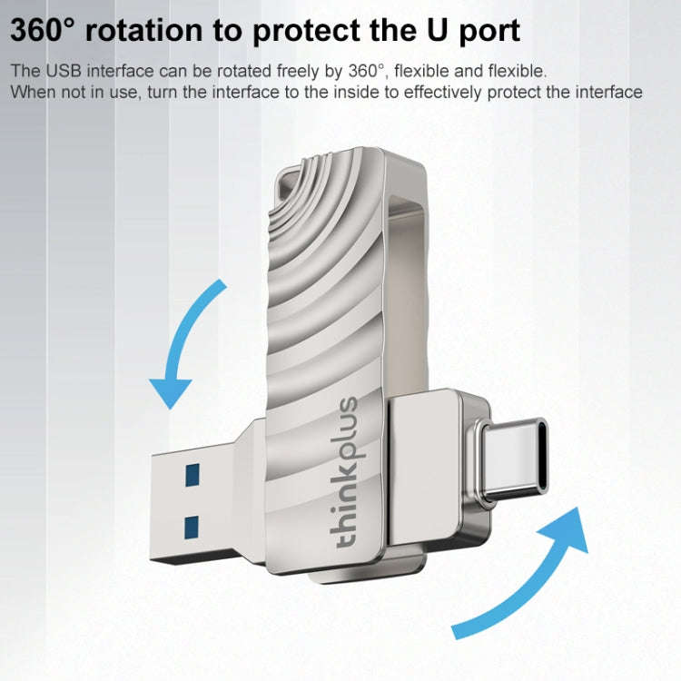 Lenovo Thinkplus MU232 USB 3.2 + USB-C / Type-C Dual Head Flash Drive, Memory:256GB