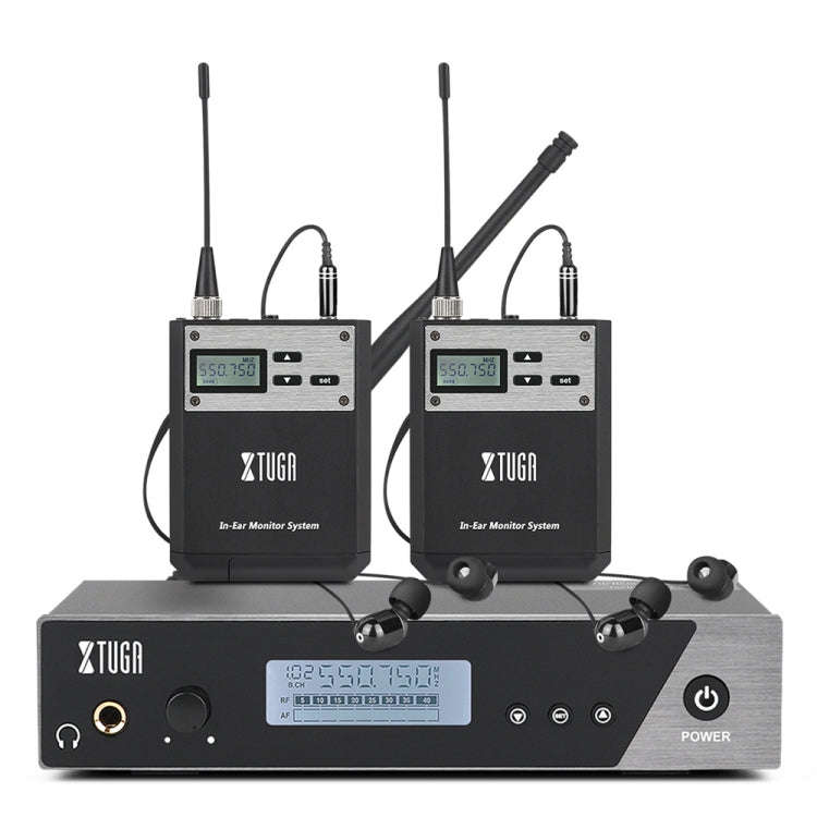 XTUGA  IEM1100 Professional Wireless In Ear Monitor System 2 BodyPacks(UK Plug)