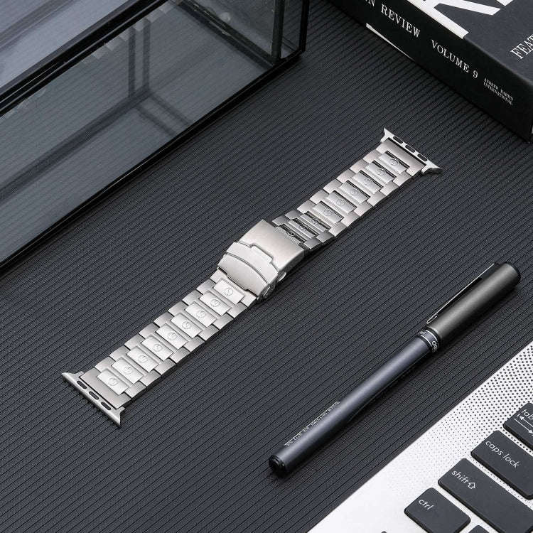 For Apple Watch Ultra 2 49mm Safety Buckle Titanium Steel Watch Band(Silver)