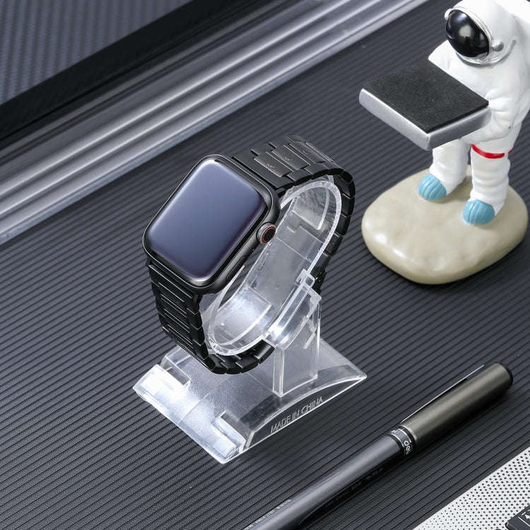 For Apple Watch Series 9 41mm Safety Buckle Titanium Steel Watch Band(Black)