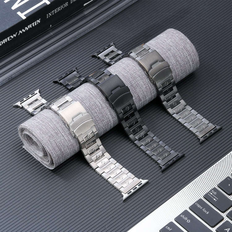For Apple Watch Series 9 41mm Safety Buckle Titanium Steel Watch Band(Grey)