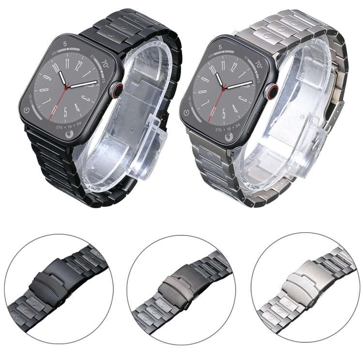 For Apple Watch Series 9 41mm Safety Buckle Titanium Steel Watch Band(Grey)