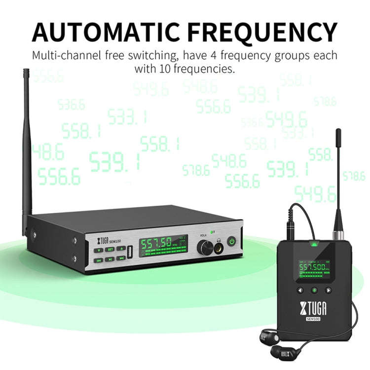 XTUGA SEM100 Professional Wireless In Ear Monitor System 1 BodyPacks(UK Plug)