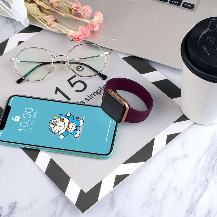 For Apple Watch Series 7 45mm / 6 & SE & 5 & 4 44mm / 3 & 2 & 1 42mm Solid Color Elastic Silicone...