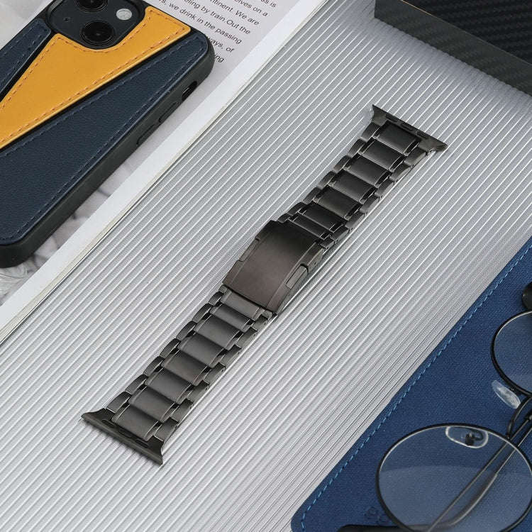 For Apple Watch Series 9 45mm Five Beads Turtle Buckle Titanium Steel Watch Band(Grey)
