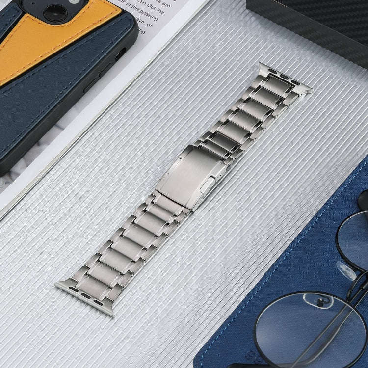 For Apple Watch Series 9 45mm Five Beads Turtle Buckle Titanium Steel Watch Band(Silver)