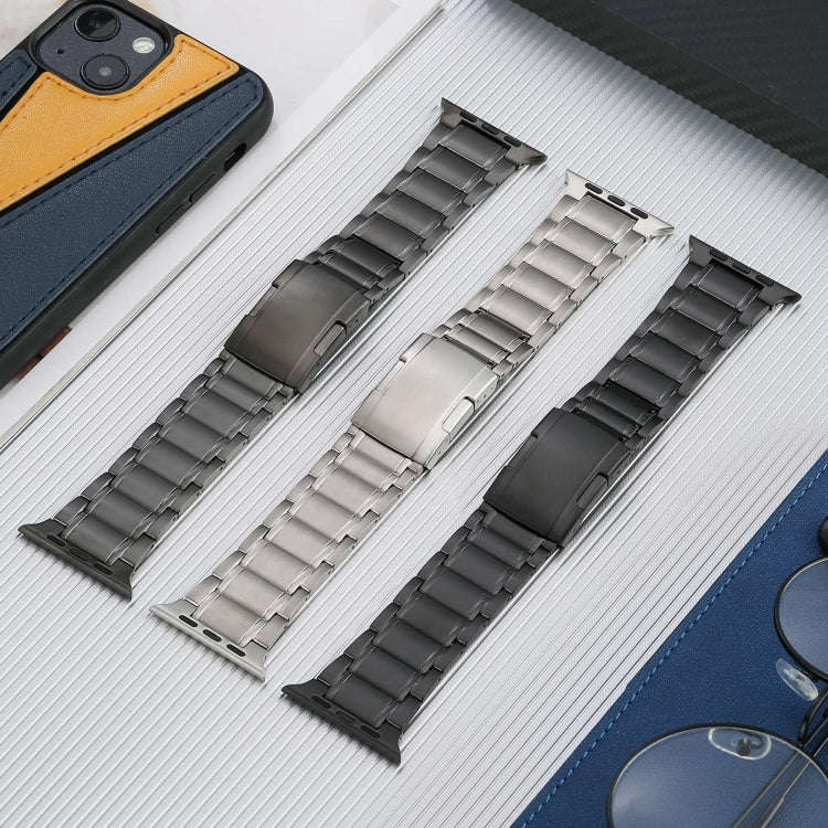 For Apple Watch Series 9 45mm Five Beads Turtle Buckle Titanium Steel Watch Band(Grey)
