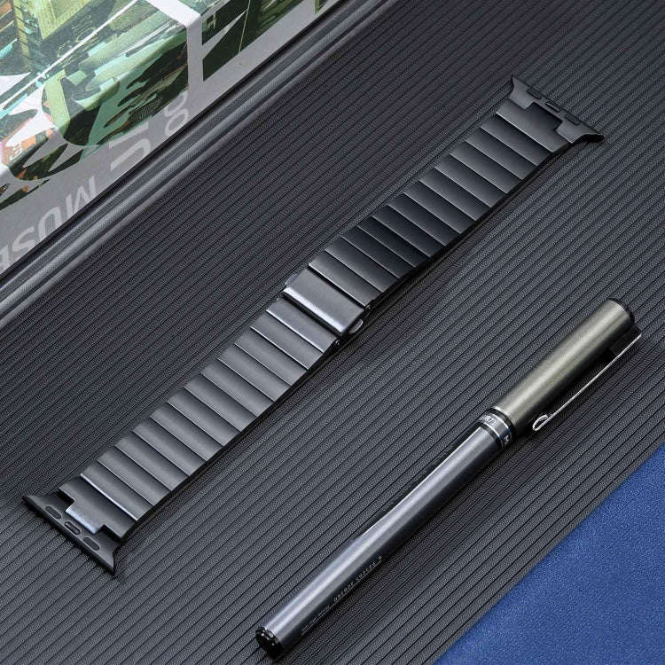 For Apple Watch Ultra 2 49mm Flat Buckle Stainless Steel Watch Band(Black)