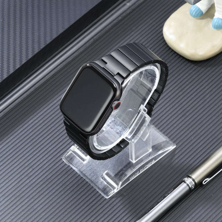 For Apple Watch Ultra 2 49mm Flat Buckle Stainless Steel Watch Band(Black)