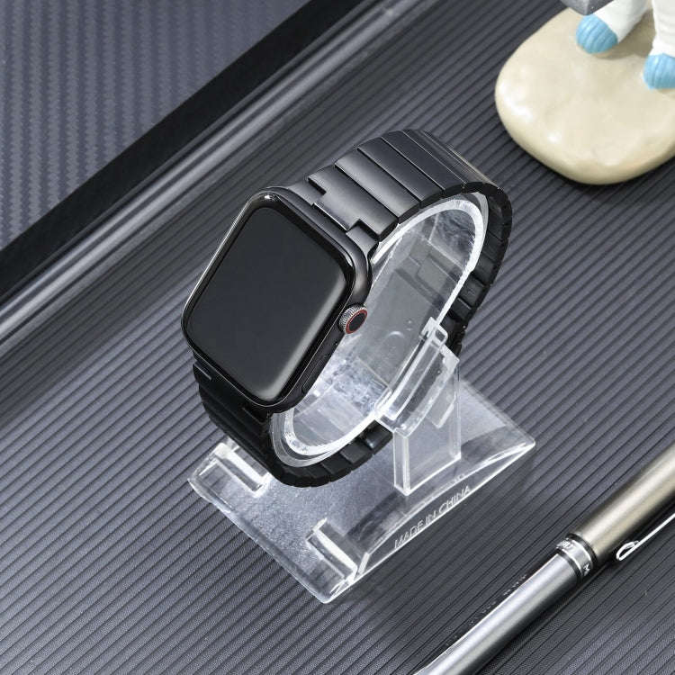 For Apple Watch Series 9 45mm Flat Buckle Stainless Steel Watch Band(Black)