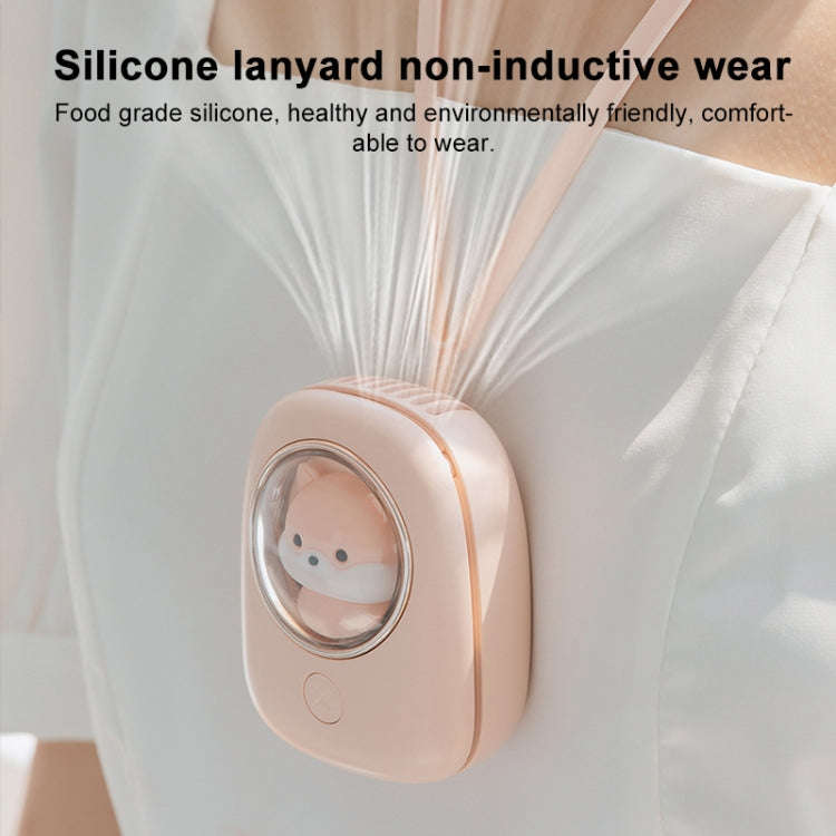 M18 USB Charging Silent Portable Hanging Neck Space Capsule Electric Fan(Pink)