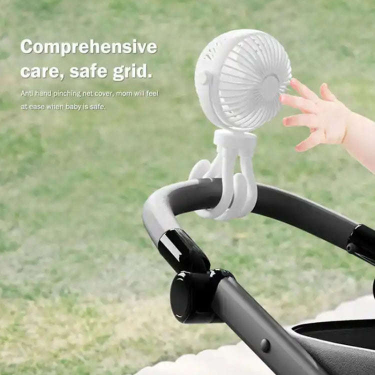 T8 2000mAh Flexible Octopus Tripod Rotatable Portable Fan(White)