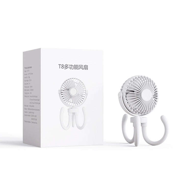 T8 2000mAh Flexible Octopus Tripod Rotatable Portable Fan(Black)