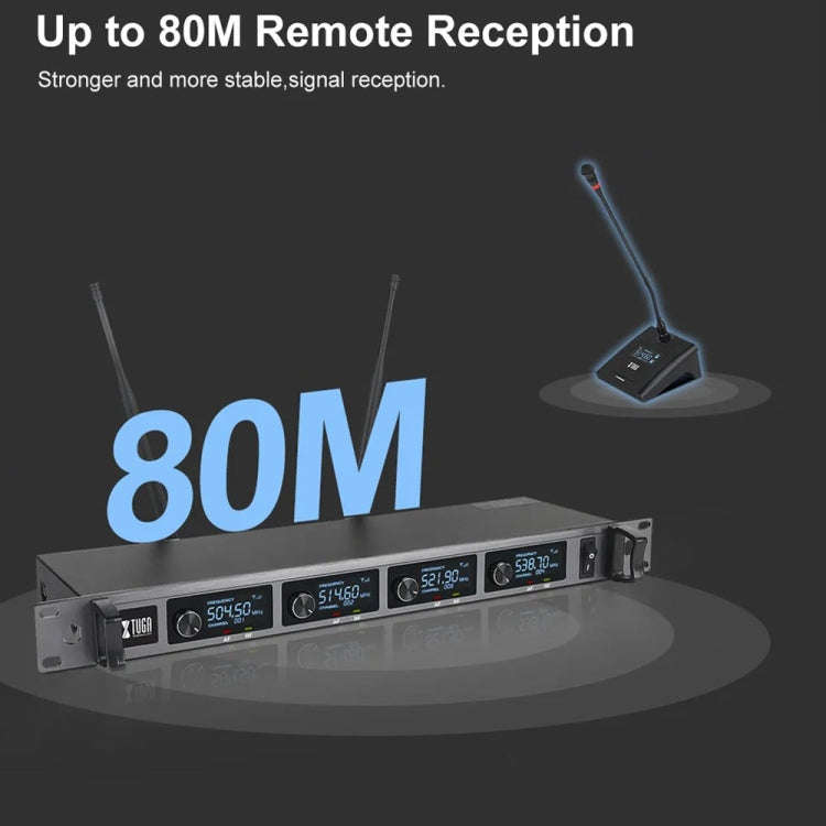 XTUGA A140-C Wireless Microphone System 4-Channel UHF Four Conference Mics(EU Plug)