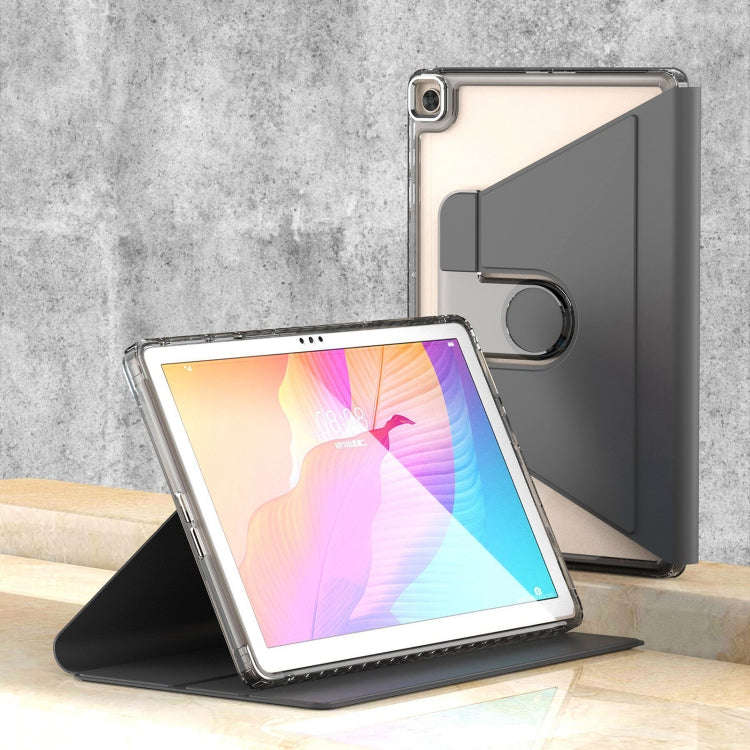 For Huawei MatePad T10 / T10S Clear 360 Rotation Stand Smart Leather Tablet Case(Black)