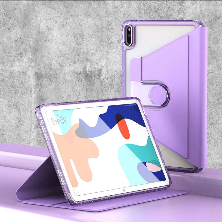 For Huawei MatePad 10.4 Clear 360 Rotation Stand Smart Leather Tablet Case(Purple)