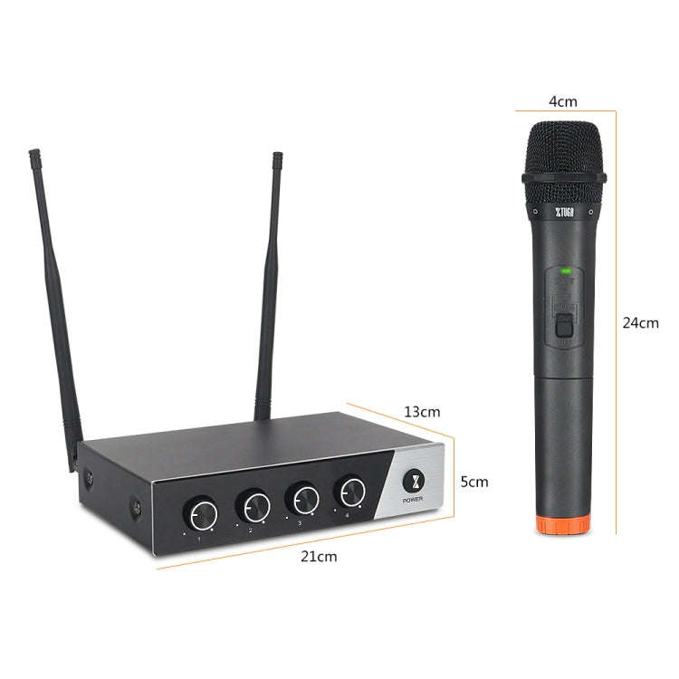 XTUGA S400 Professional 4-Channel UHF Wireless Microphone System with 4 Handheld Microphone(EU Plug)