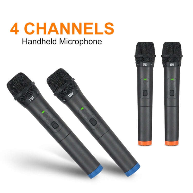 XTUGA S400 Professional 4-Channel UHF Wireless Microphone System with 4 Handheld Microphone(EU Plug)