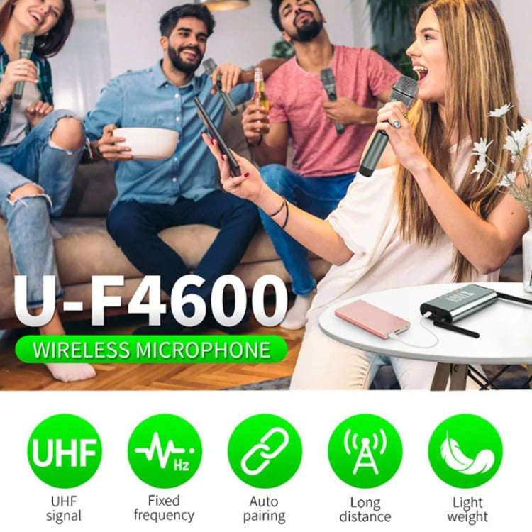 XTUGA U-F4600 Professional 4-Channel UHF Wireless Microphone System with 4 Handheld Microphone(EU...