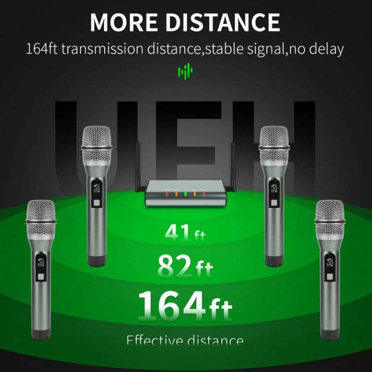 XTUGA U-F4600 Professional 4-Channel UHF Wireless Microphone System with 4 Handheld Microphone(EU...