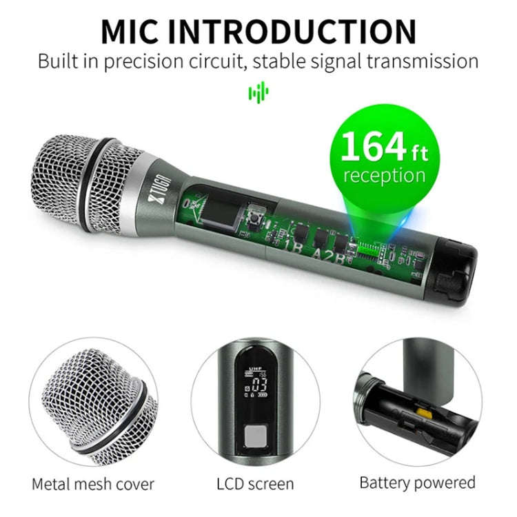 XTUGA U-F4600 Professional 4-Channel UHF Wireless Microphone System with 4 Handheld Microphone(EU...