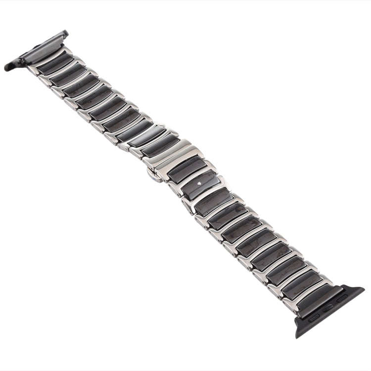 For Apple Watch Series 7 45mm / 6 & SE & 5 & 4 44mm / 3 & 2 & 1 42mm Ceramic Steel Watch Band(Black)