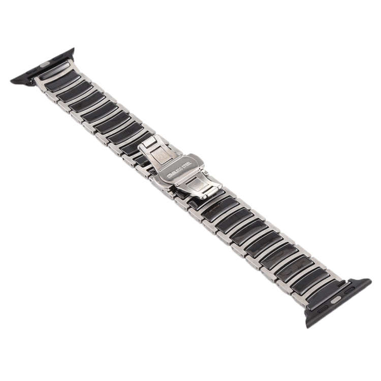 For Apple Watch Series 7 45mm / 6 & SE & 5 & 4 44mm / 3 & 2 & 1 42mm Ceramic Steel Watch Band(Black)