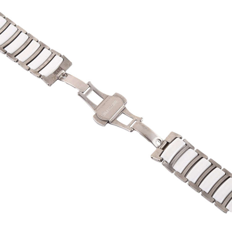 For Apple Watch Series 7 45mm / 6 & SE & 5 & 4 44mm / 3 & 2 & 1 42mm Ceramic Steel Watch Band(White)