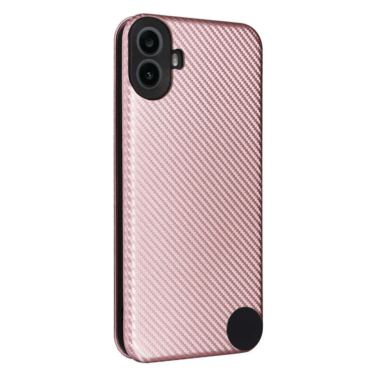 For Nothing CMF Phone 1 Carbon Fiber Texture Flip Leather Phone Case(Pink)