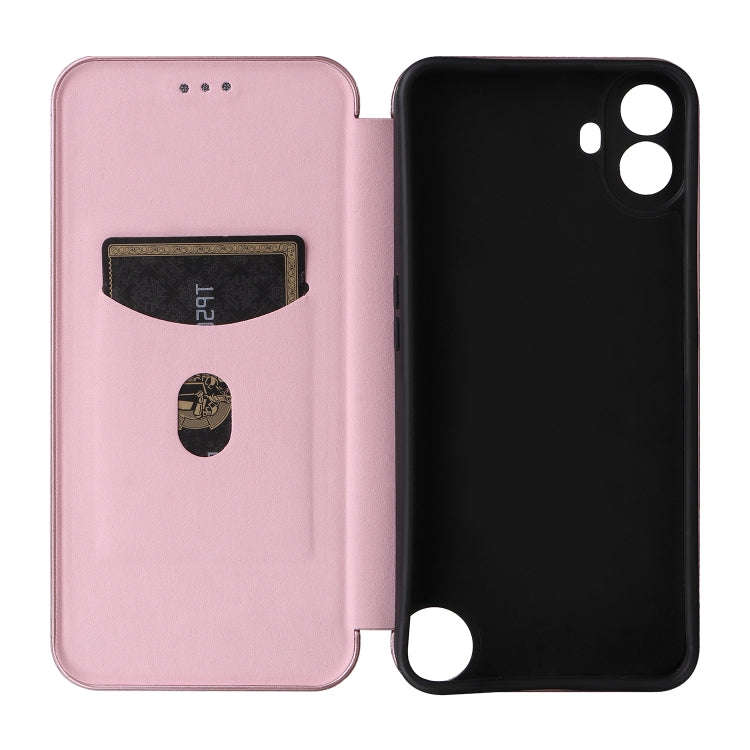 For Nothing CMF Phone 1 Carbon Fiber Texture Flip Leather Phone Case(Pink)