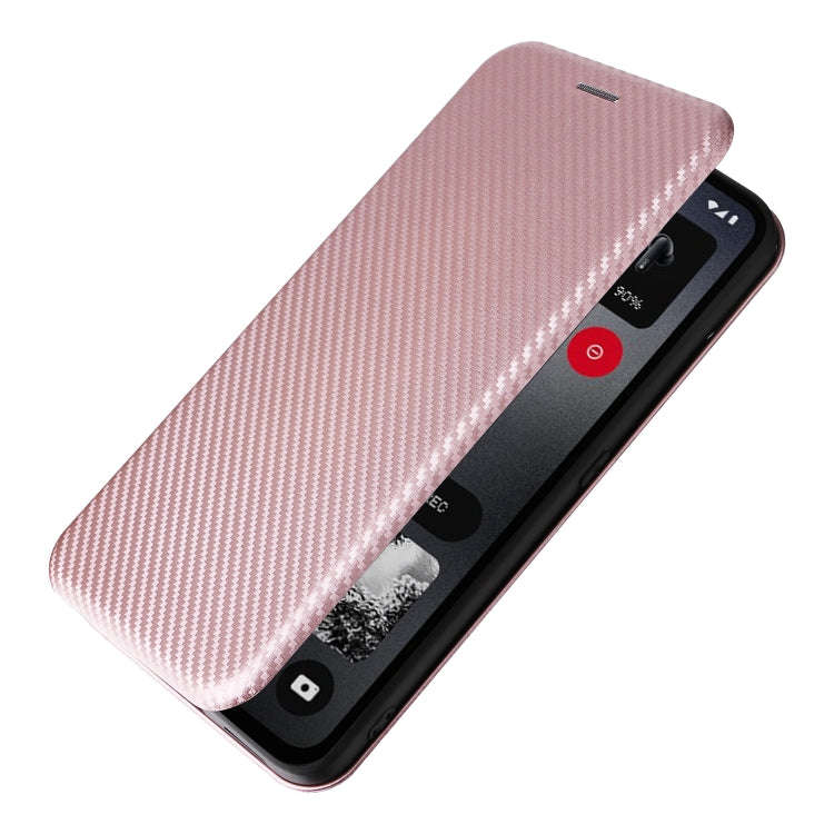For Nothing CMF Phone 1 Carbon Fiber Texture Flip Leather Phone Case(Pink)