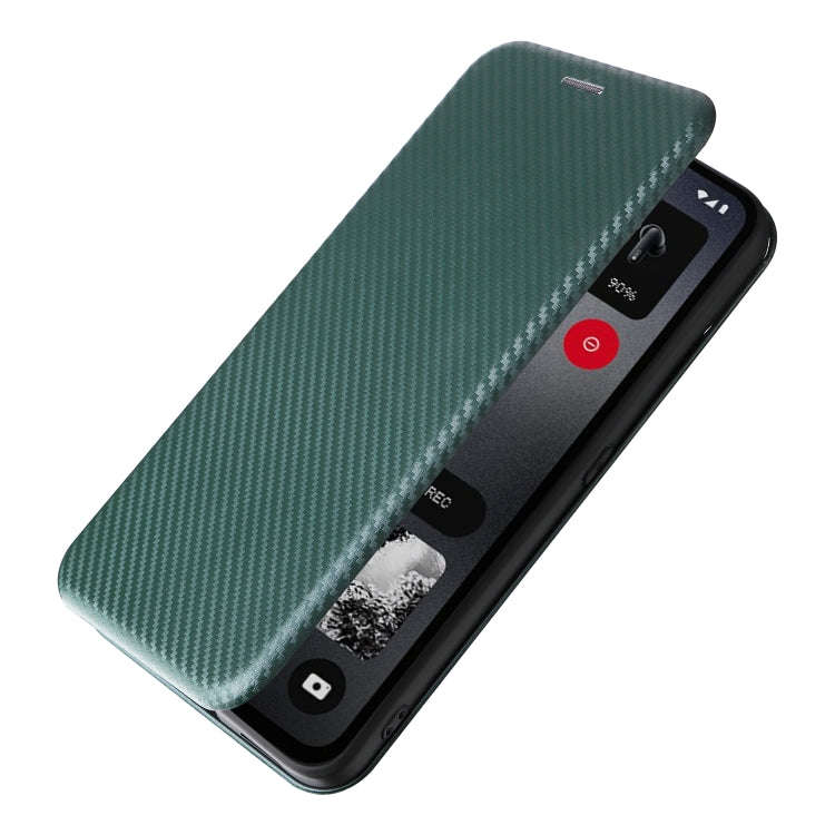For Nothing CMF Phone 1 Carbon Fiber Texture Flip Leather Phone Case(Green)