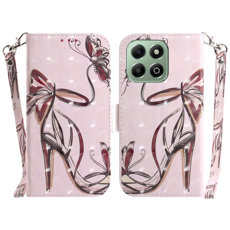 For Honor X6b 3D Colored Horizontal Flip Leather Phone Case(Butterfly High-heeled)