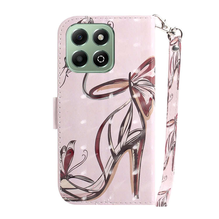 For Honor X6b 3D Colored Horizontal Flip Leather Phone Case(Butterfly High-heeled)
