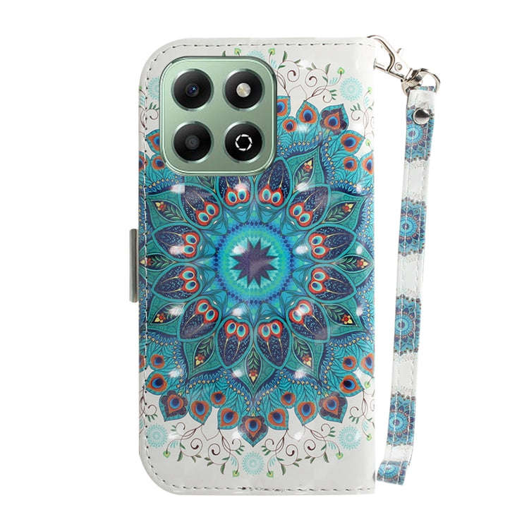For Honor X6b 3D Colored Horizontal Flip Leather Phone Case(Peacock Wreath)
